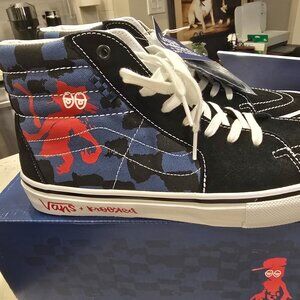 Vans Skate Sk8-Hi Krooked By Natas For Ray Barbee Black Shoe Sneaker Mens 12 US